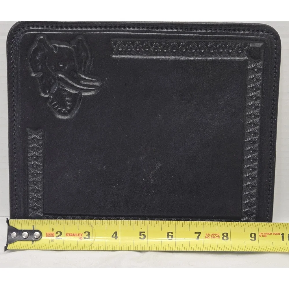 Vintage Leather Hand Tooled Black‎ Western Elephant Design Mouse Pad 9.5
